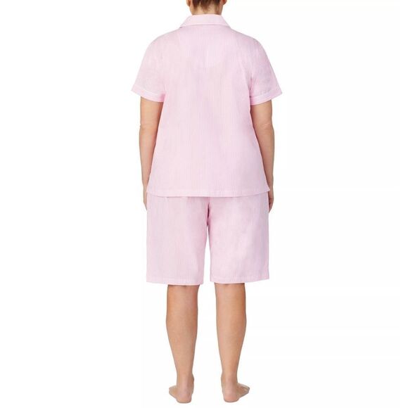 New! RALPH LAUREN Women's Striped Knit Pajamas PJ 2-Piece Set Top Shorts Size 1X - Picture 3 of 4